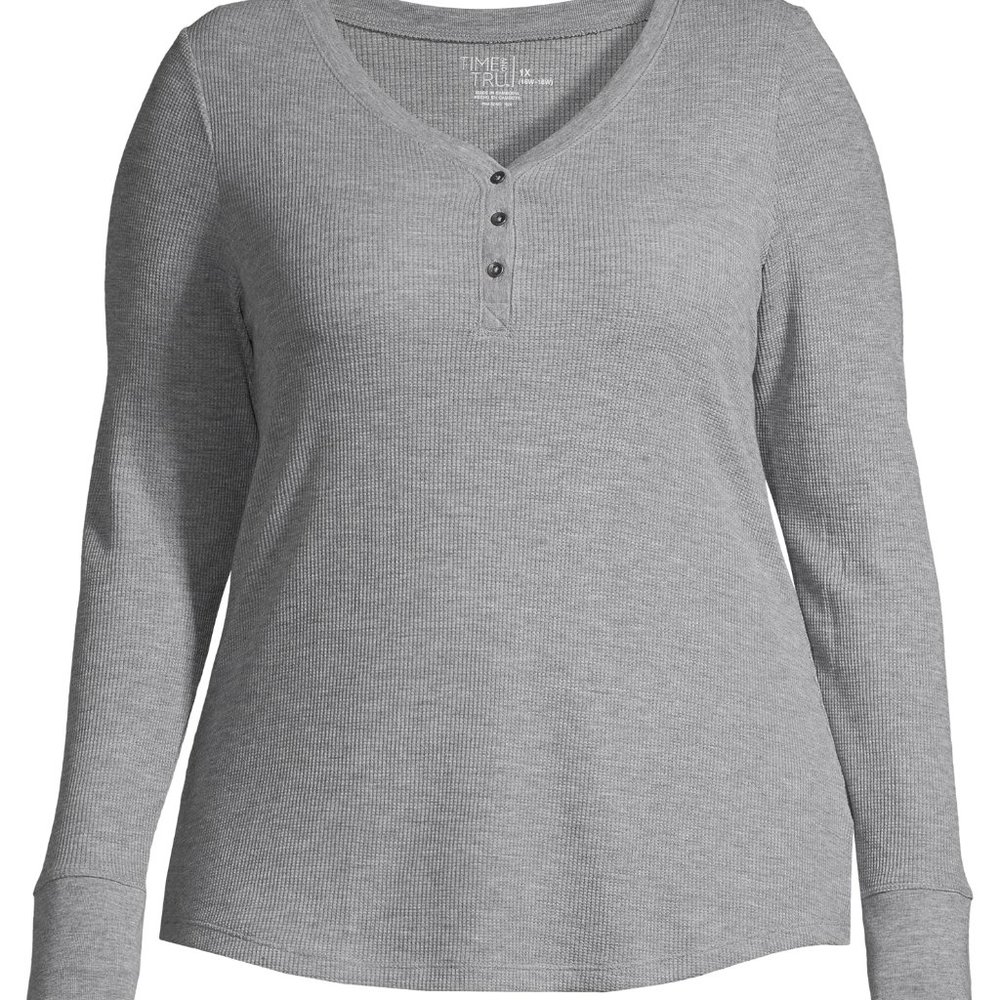 Women's Plus Size Thermal Henley Top OX